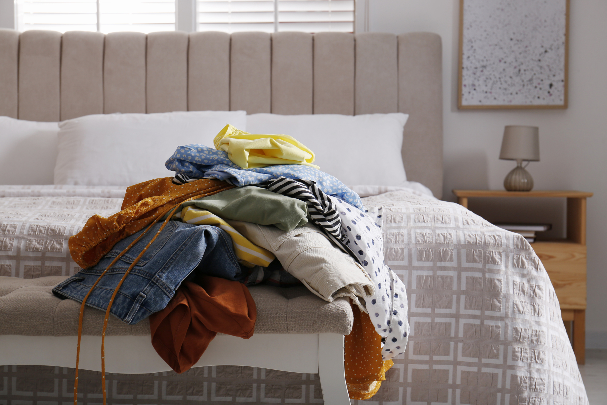 A pile of laundry waiting to be washed